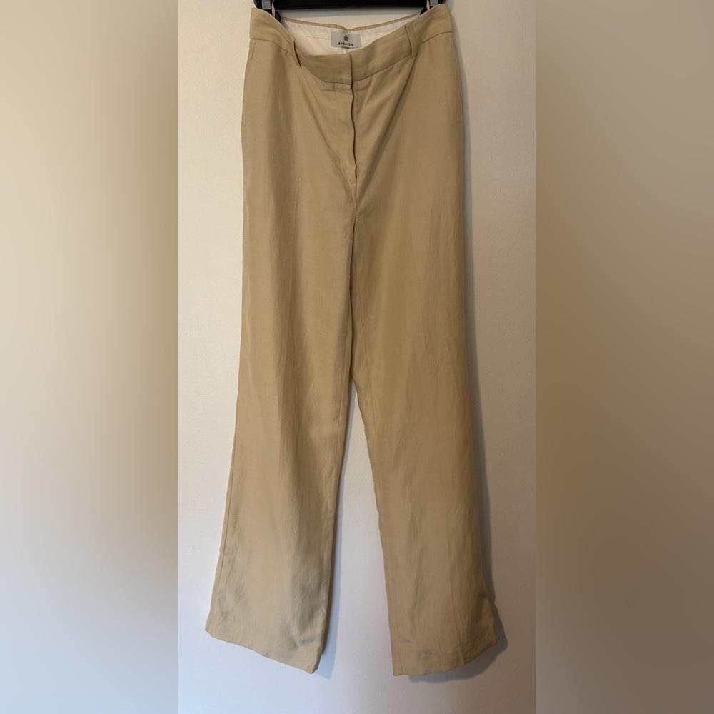 Aritzia Babaton Sandy Beige Linen Blend Trousers Size 4